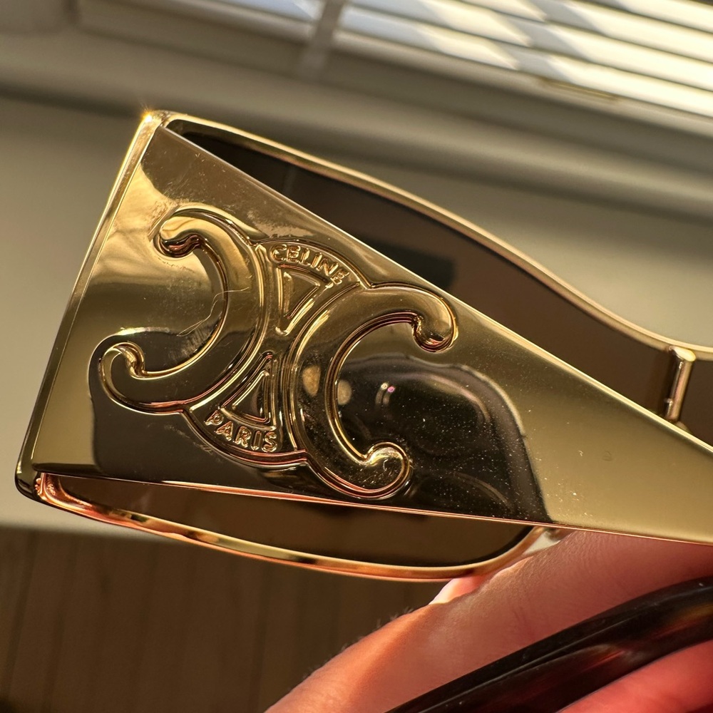 Celine Triomphe Metal Racer Sunglasses in Gold Metal - Picture 9 of 10